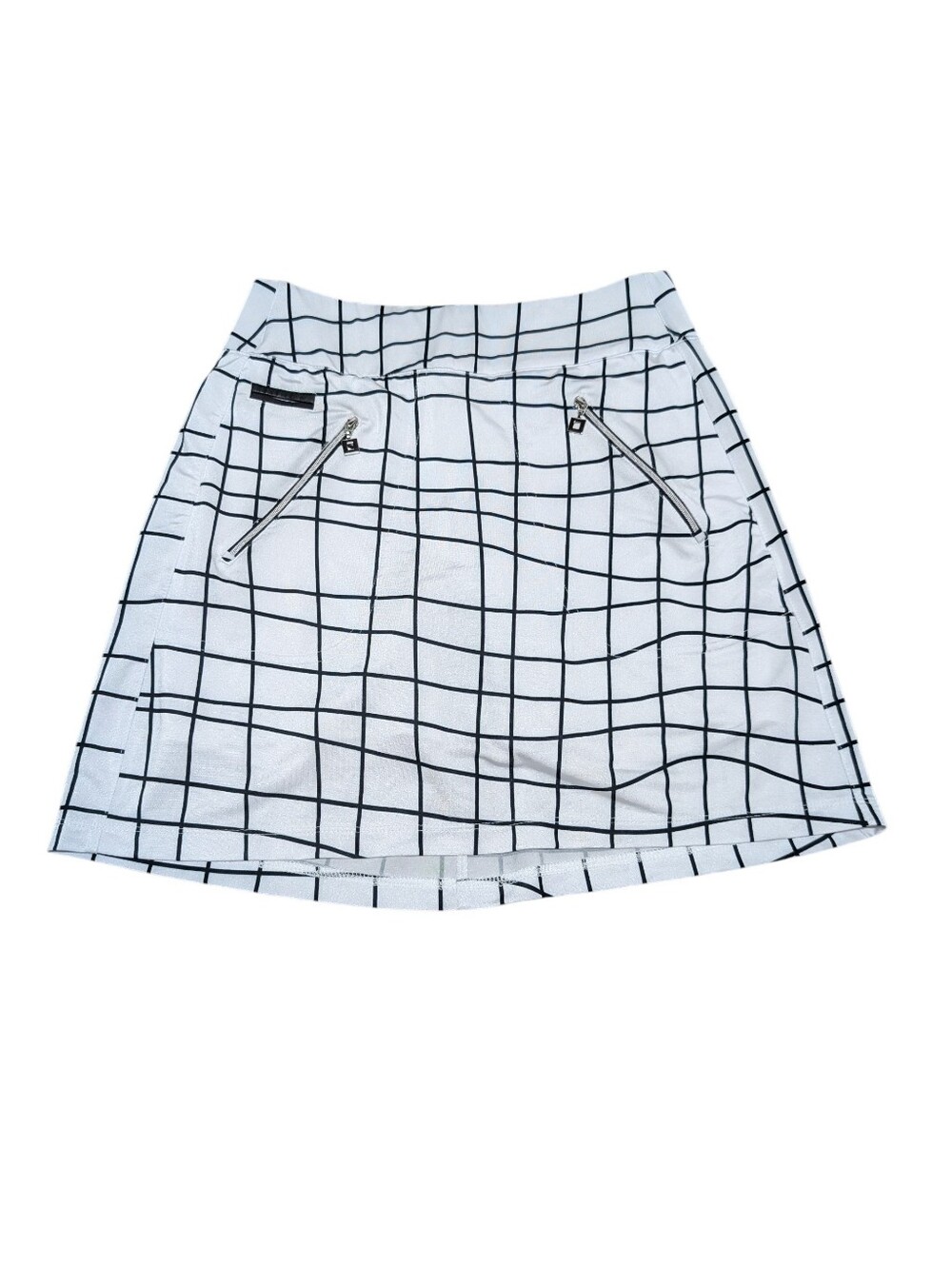 JAMIE SADOCK Women's White Grid Print A-Line Golf Skort with Zip Pockets (0)